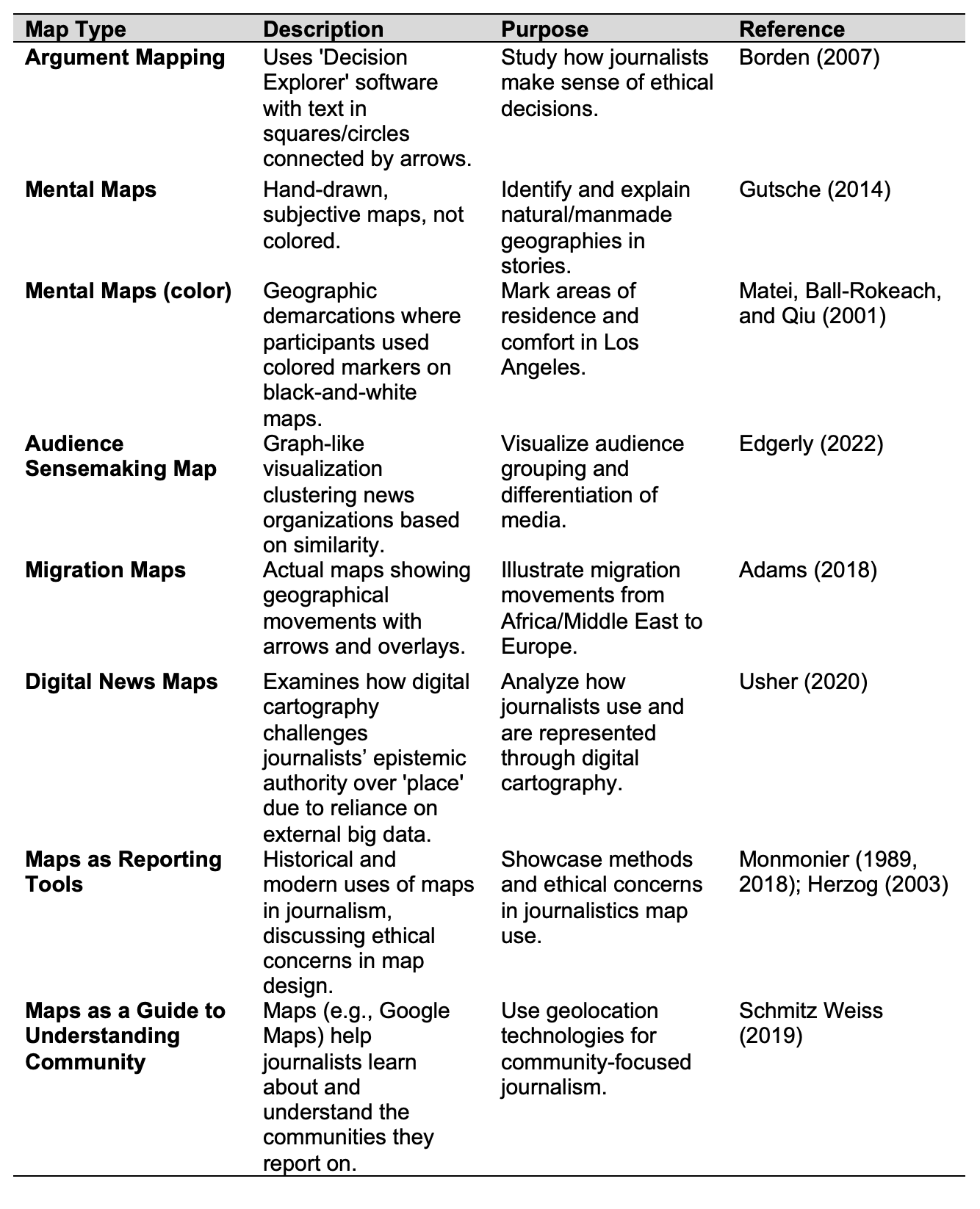 Approaches in journalism literature about maps